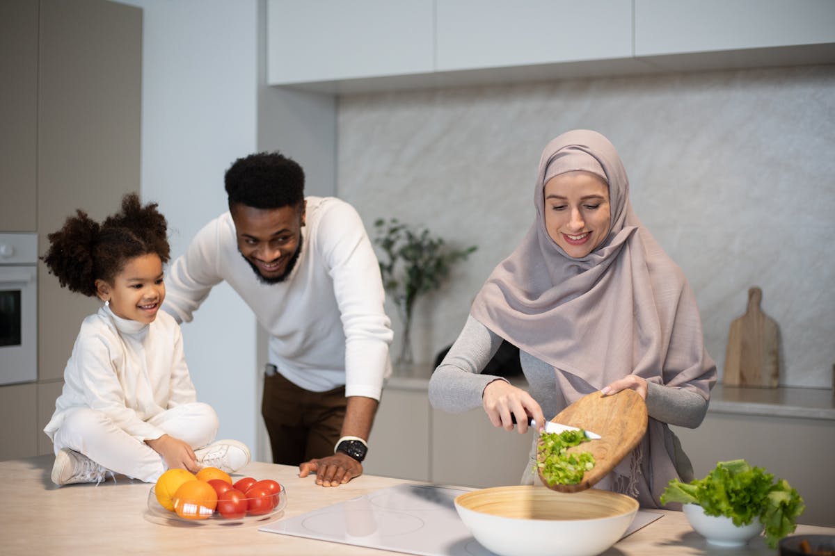 Small group cooking together in an Italian kitchen